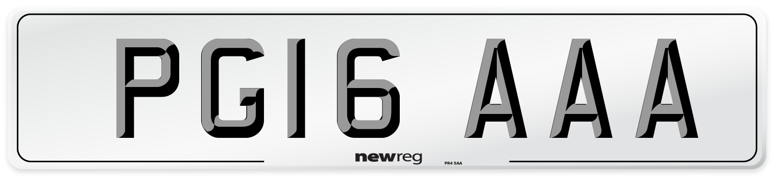 PG16 AAA Number Plate from New Reg